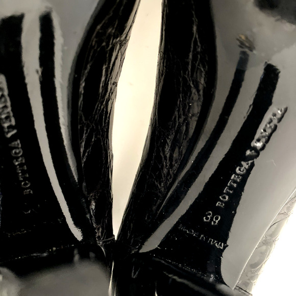 Bottega Veneta Pump Black Croc Leather Round Toe Slim Heel Italy Slip On 39 9 - Picture 12 of 12